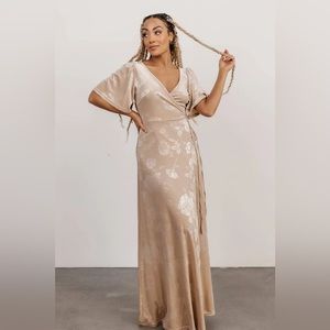 Baltic Born - Danielle Embossed Velvet Maxi Dress in Shell